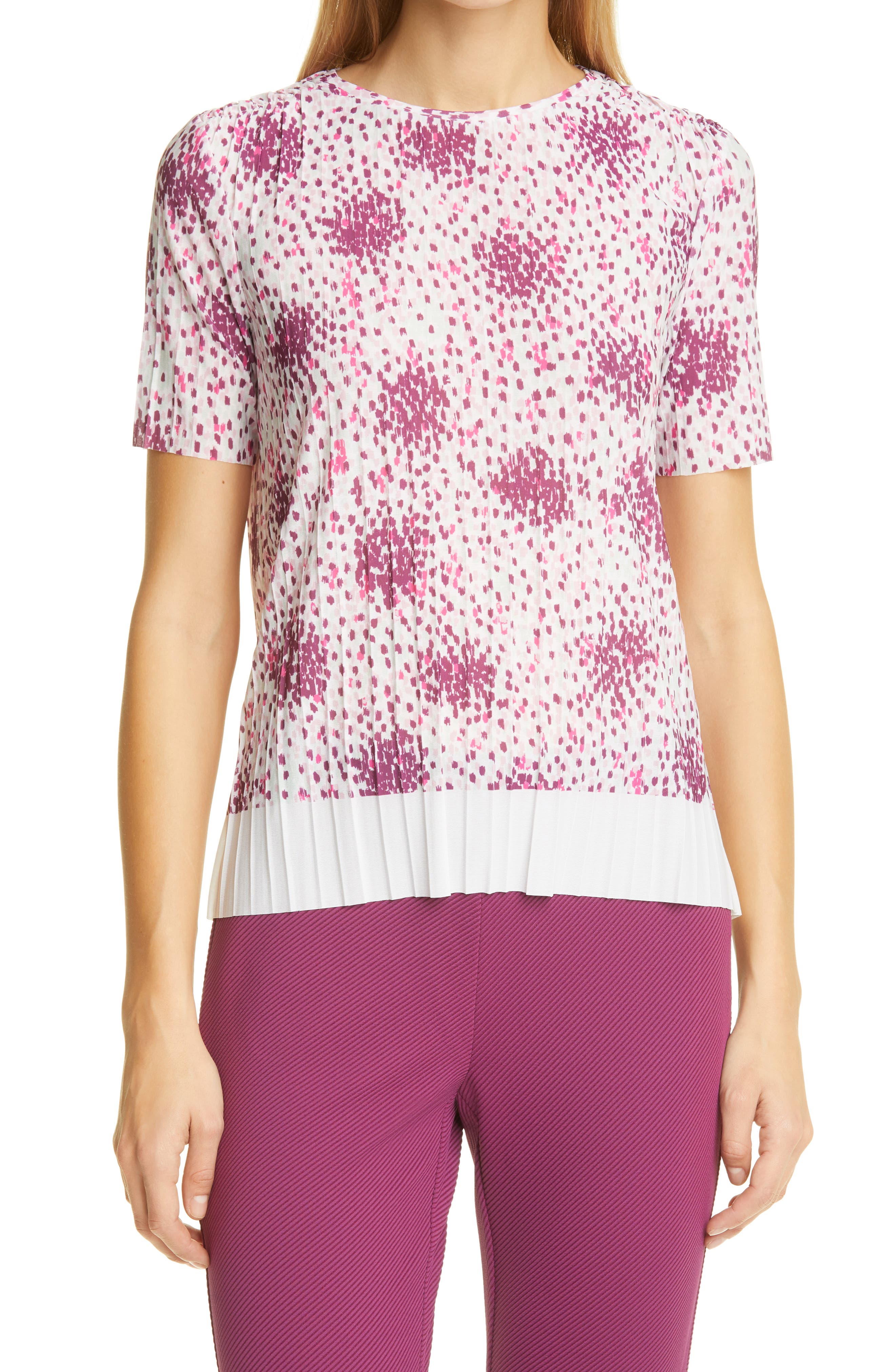 BOSS Edrabi Pleated Short Sleeve Top