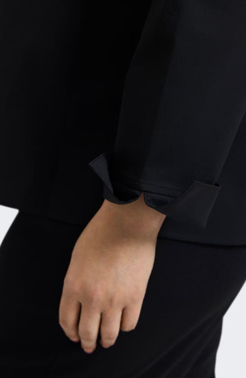 Foxcroft Tammy Ruffle Collar Cotton Blend Top In Black