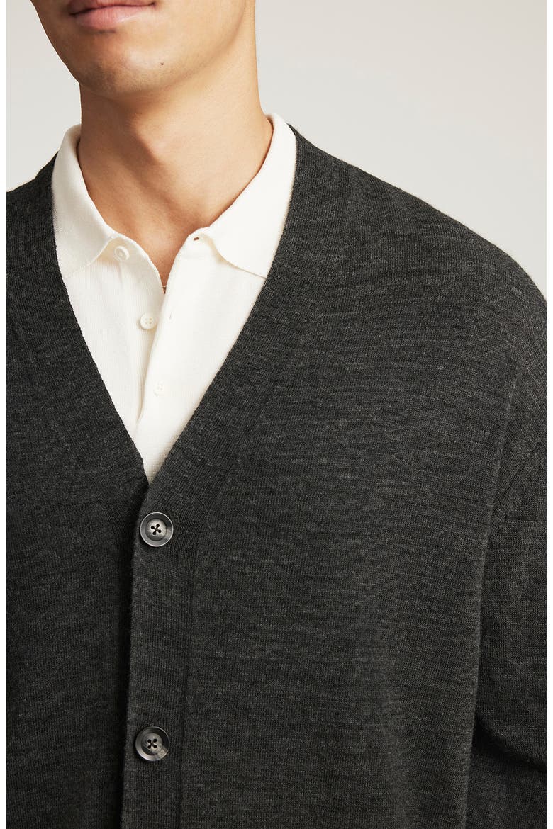 Relaxed V-Neck Cardigan, Alternate, color, ANTHRACITE MELANGE