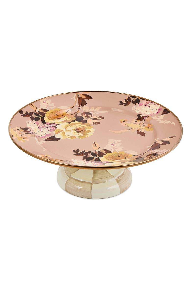 MACKENZIE CHILDS Wild Rose Mauve Small Pedestal Platter, Alternate, color, Mauve