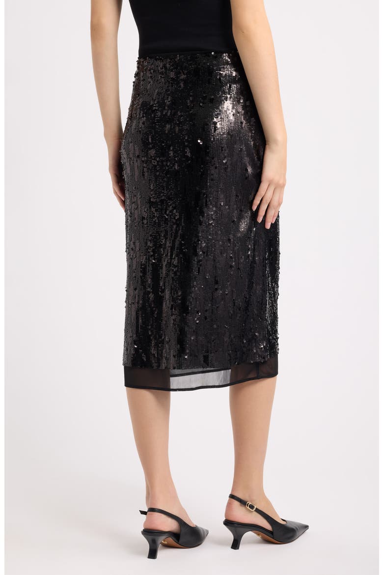 Cher Sequin Midi Skirt, Alternate, color, BLACK