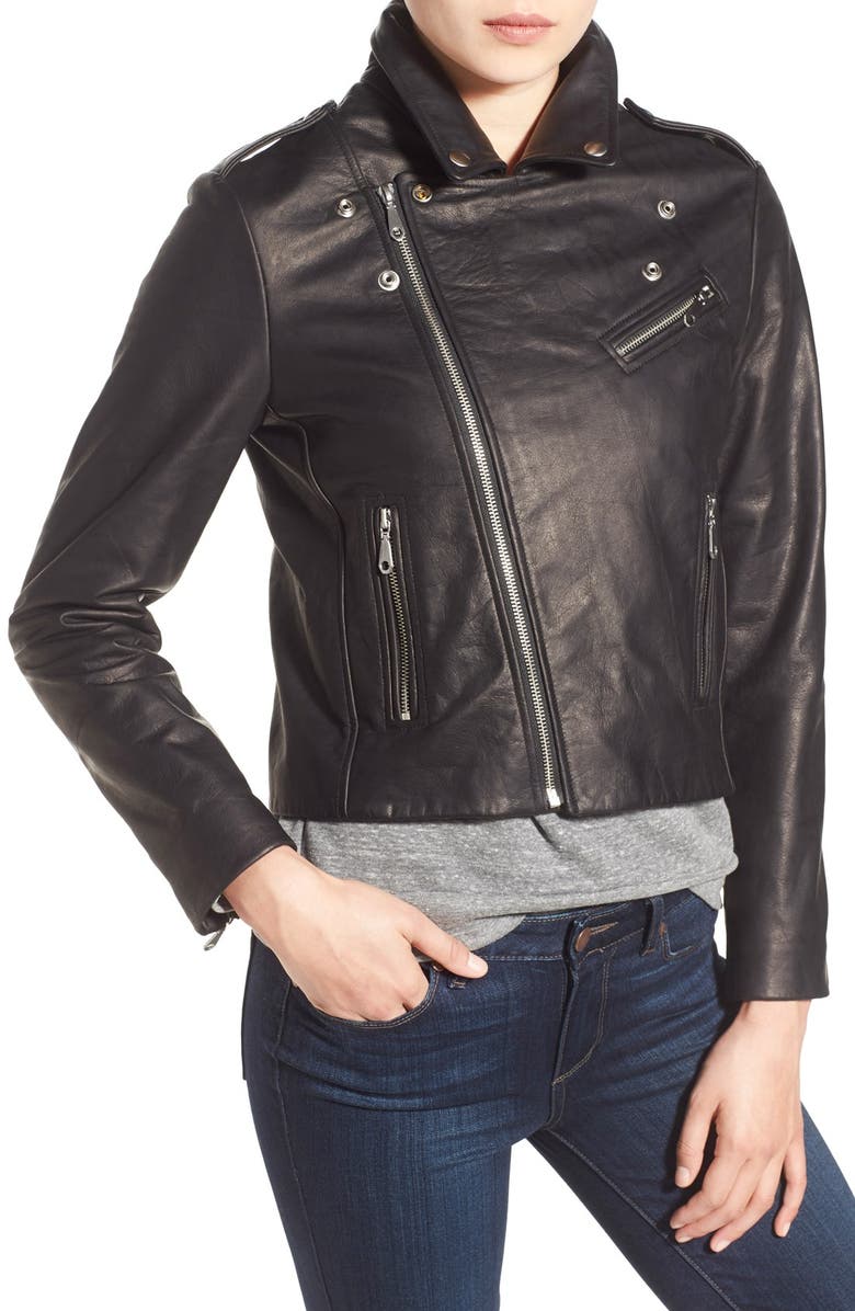 Rebecca Minkoff 'Nana' Leather Moto Jacket, Alternate, color, 