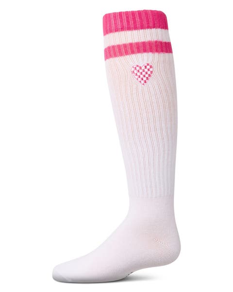 Ribbed Varsity Stripe Checkered Heart Rich Knee Sock (Toddler, Little Kid & Big Kid)