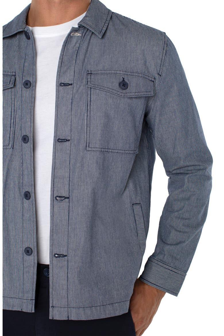 Microstripe Flap Pocket Overshirt, Alternate, color, NAVY IVORY STRIPE