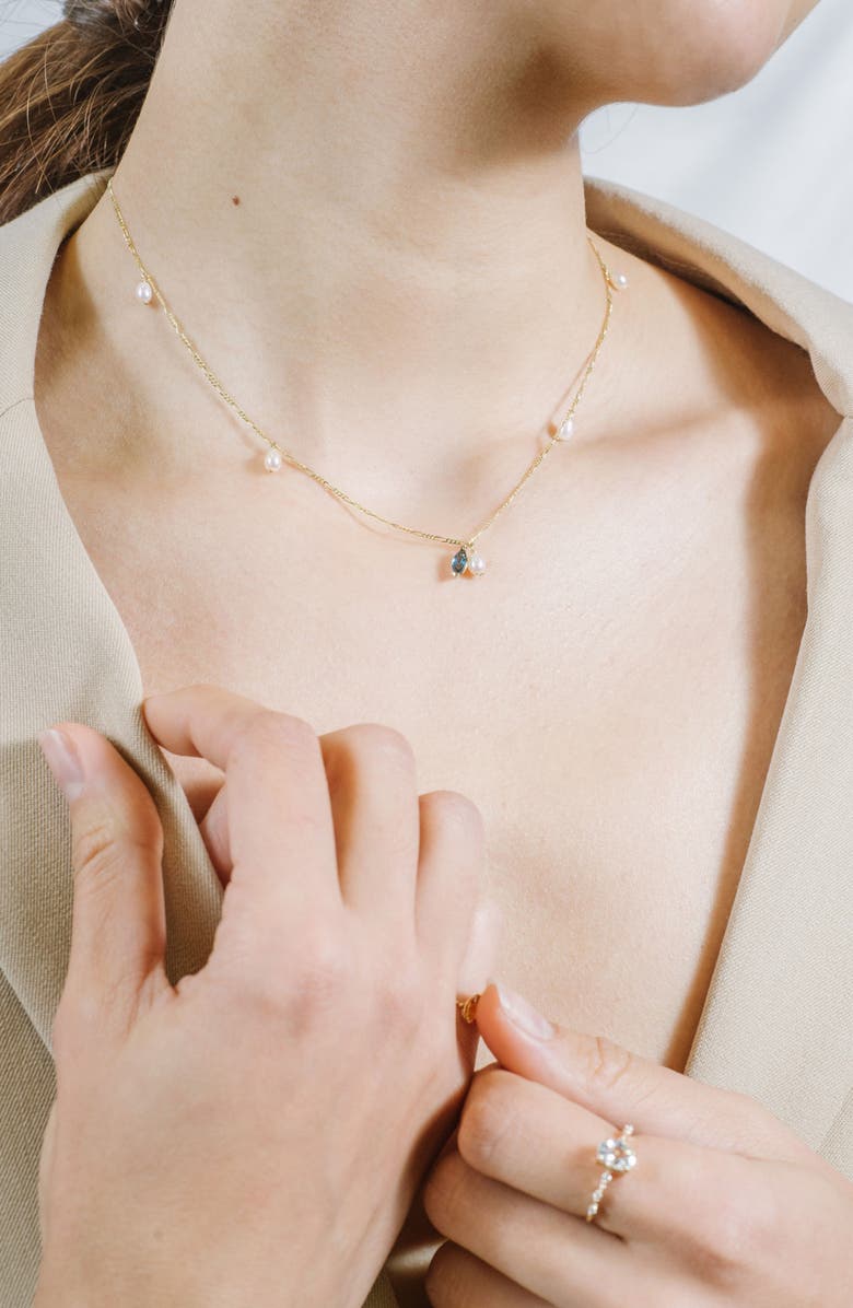 Poppy Finch Keshi Pearl & Topaz Charm Necklace, Alternate, color,