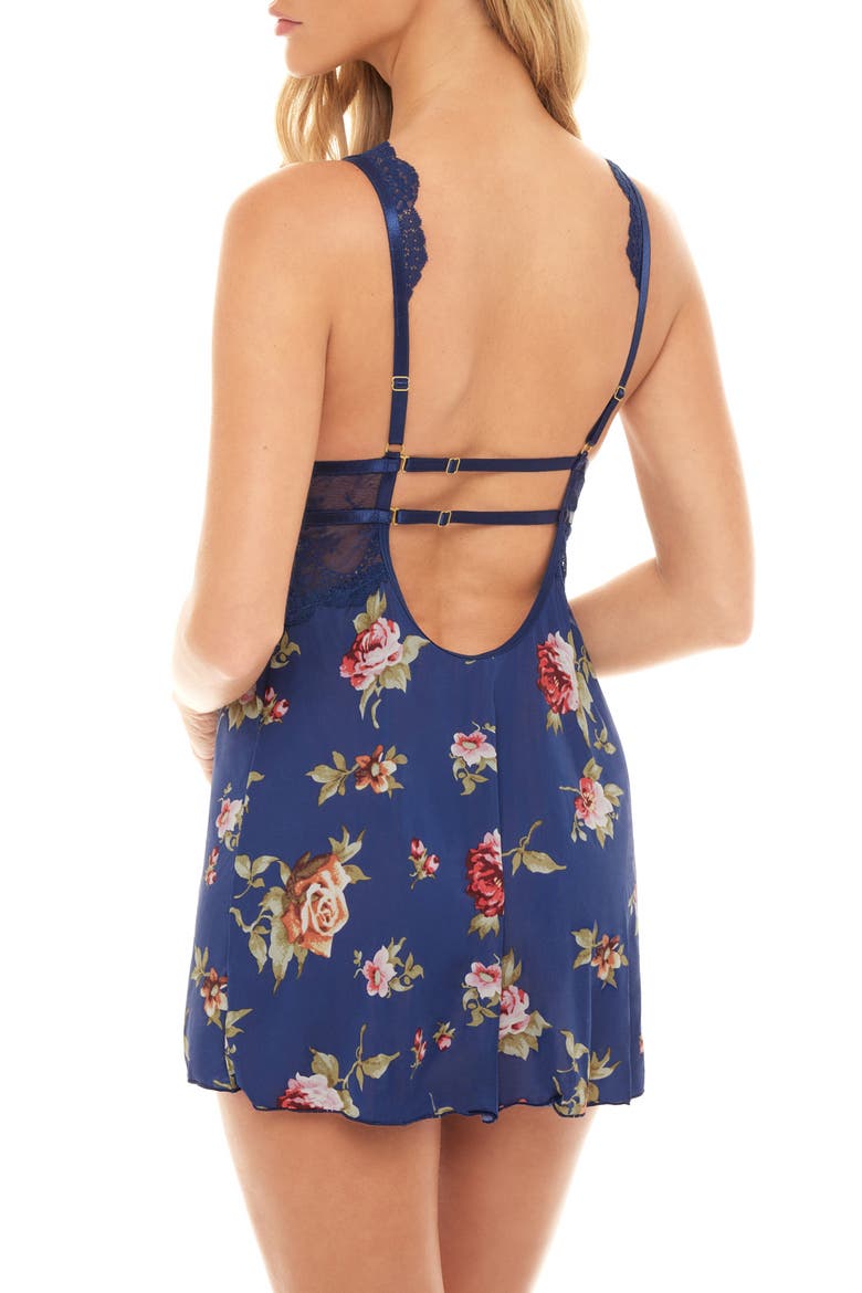 Navea Floral Print Babydoll Chemise, Alternate, color, ESTATE BLUE SCATTERED ROS