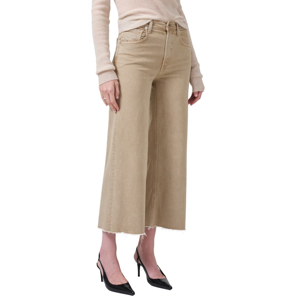 Citizen Of Humanity Citizens Of Humanity Lyra Raw Hem Ankle Wide Leg Jeans In Porcini