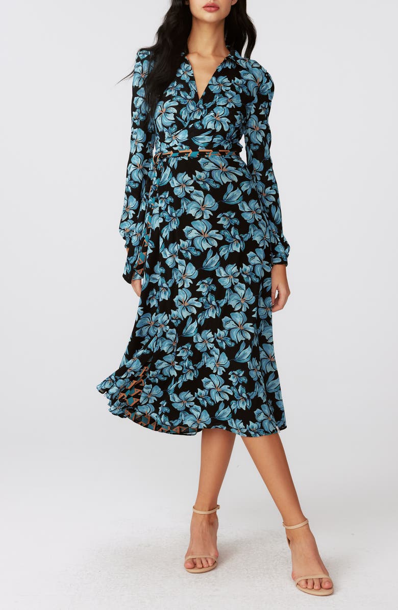 Diane von Furstenberg Phoenix Reversible Long Sleeve Midi Dress, Main, color, 