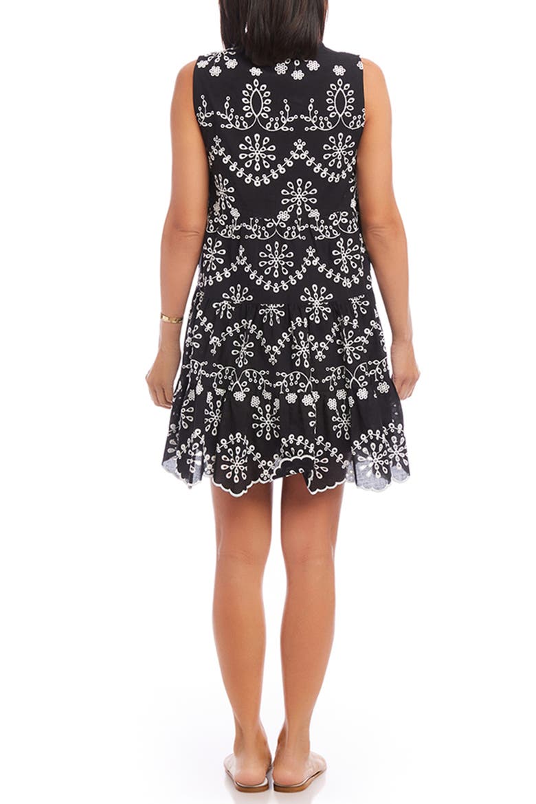Eyelet Embroidered Sleeveless Tiered Cotton Dress, Alternate, color, BLACK