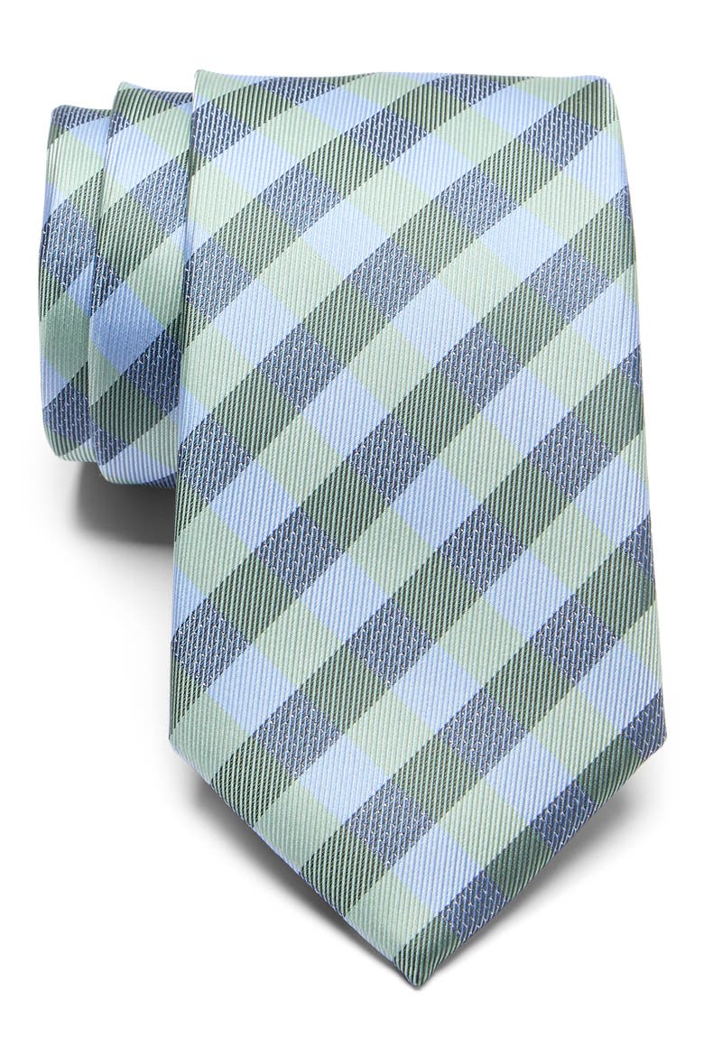 Sydney Check Satin Tie, Main, color, GREEN