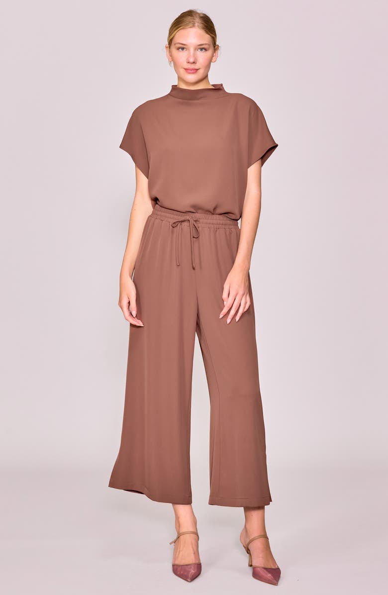 MELLODAY Crepe Top, Alternate, color, Brown