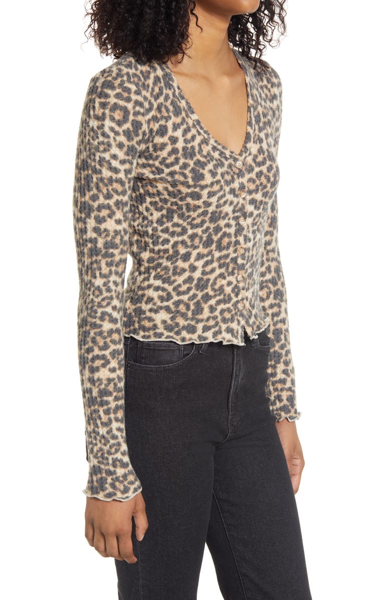 La La Land Creative Co Leopard Print Crop Cardigan, Alternate, color, 