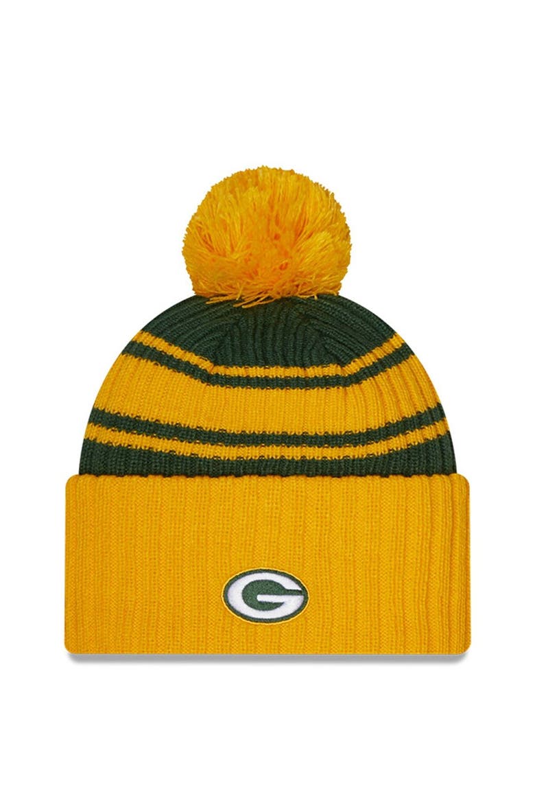 Men's New Era  Green Green Bay Packers 2022 Sideline Cuffed Pom Knit Hat, Alternate, color, Green