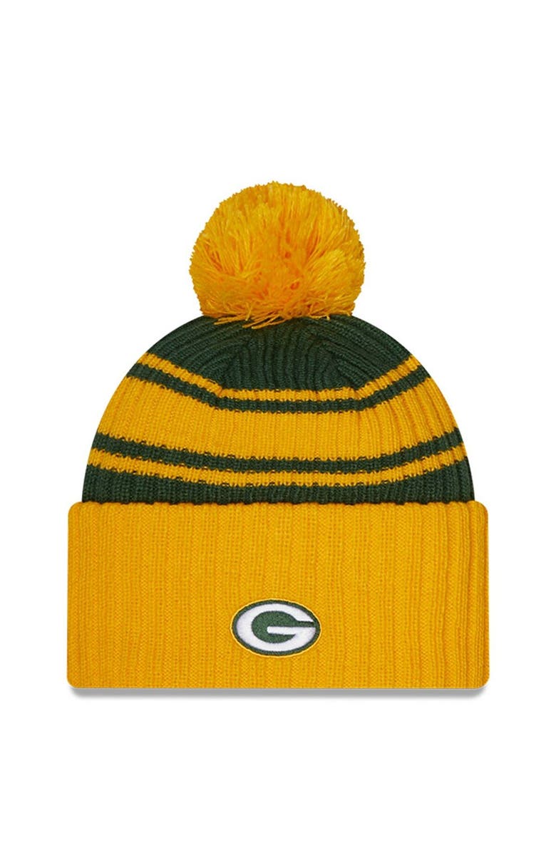 New Era Men's New Era  Green Green Bay Packers 2022 Sideline Cuffed Pom Knit Hat, Alternate, color, 