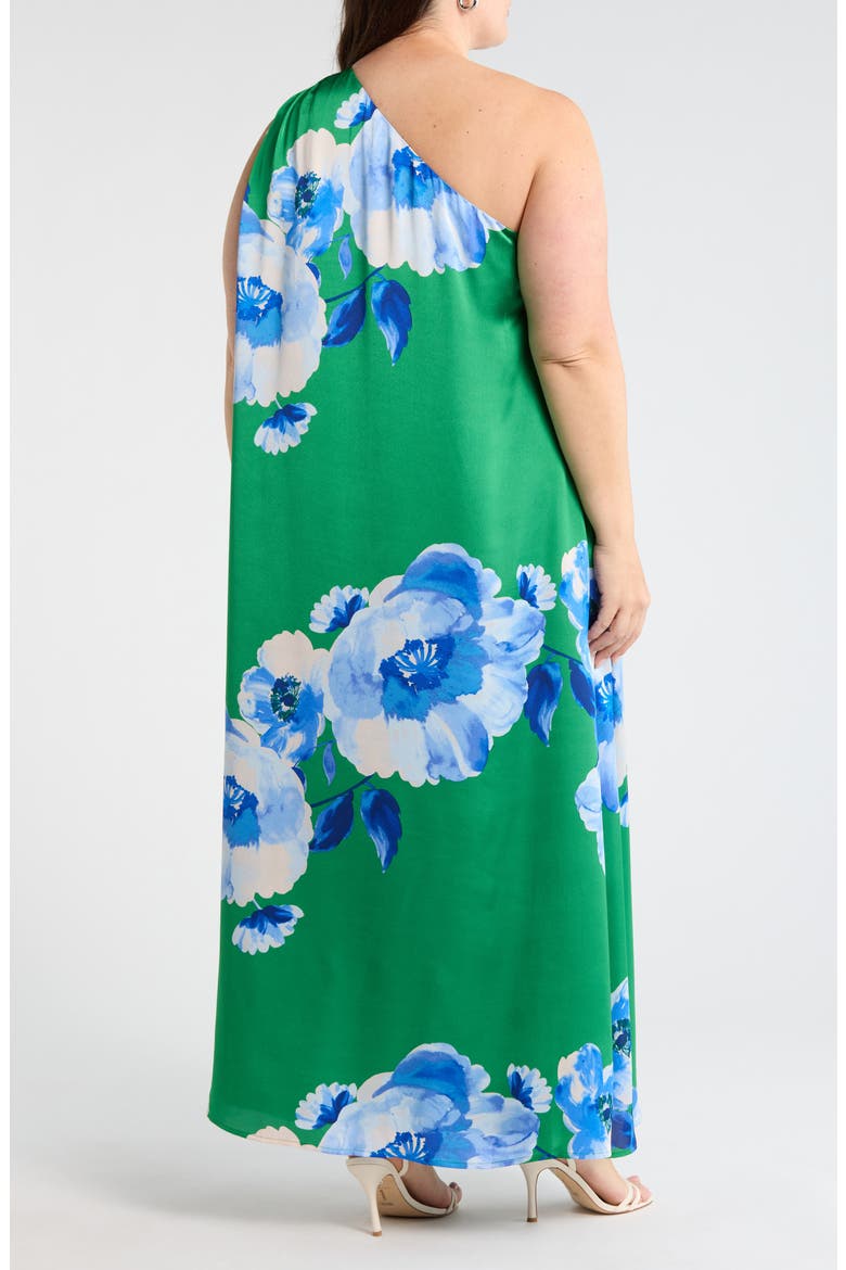 Glena Floral One Shoulder Maxi Dress, Alternate, color, GREEN-BLUES