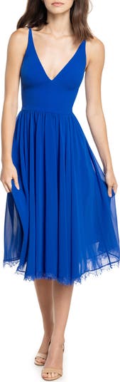 Dress the Population Emily Midi Dress on sale Blue Size Large