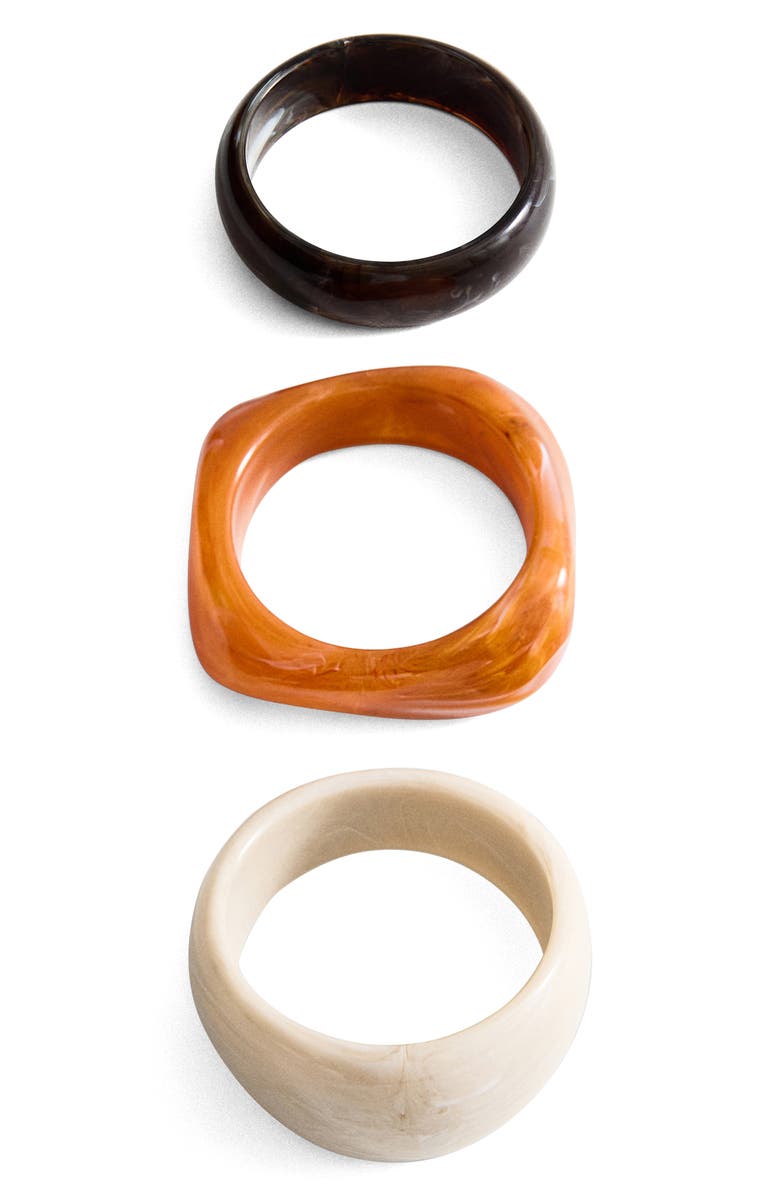 MANGO Set of 3 Combined Acrylic Bracelets, Main, color, 