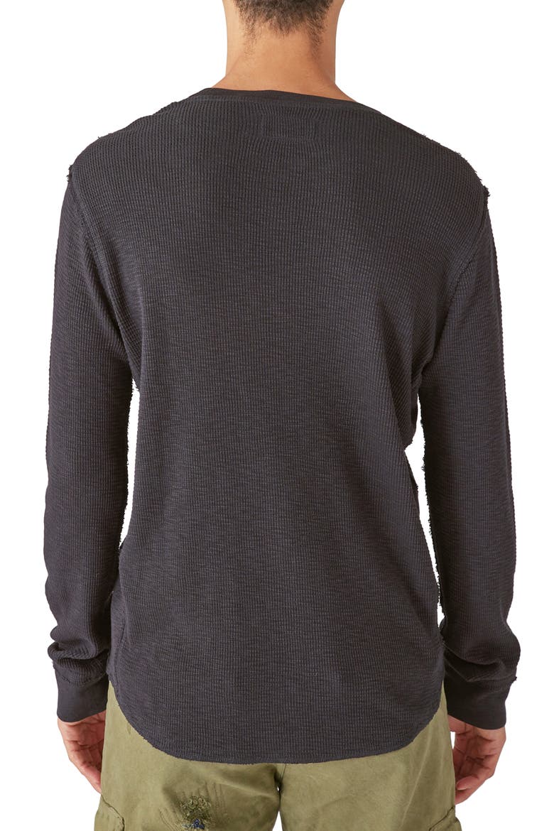 Garment Dye Thermal Cotton Top, Alternate, color, JET BLACK