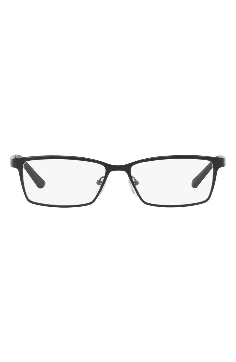 Burberry 56mm Rectangular Optical Glasses, Main, color, Matte Black / Demo Lens