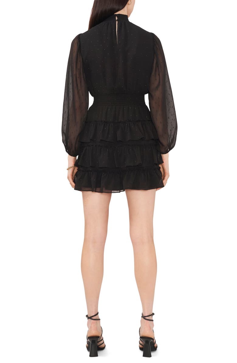 1.STATE Metallic Dot Ruffle Long Sleeve Minidress, Alternate, color, Rich Black