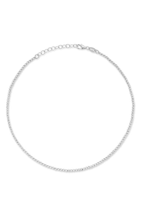 14K White Gold Beaded Bracelet