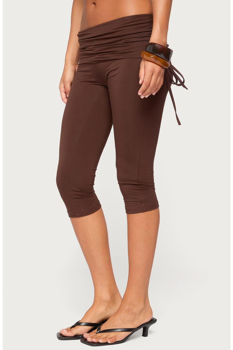 Bardi Drawstring Foldover Capris, Alternate, color, BROWN