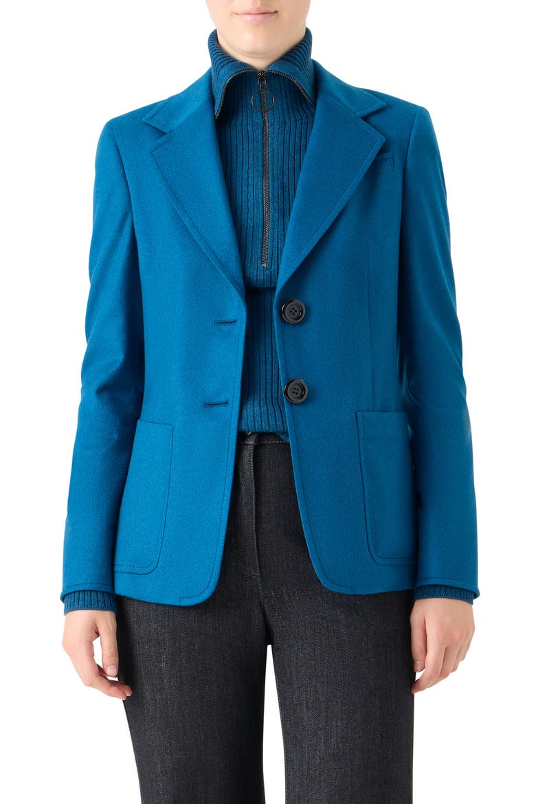 Single Breasted Wool Blazer, Main, color, TEAL