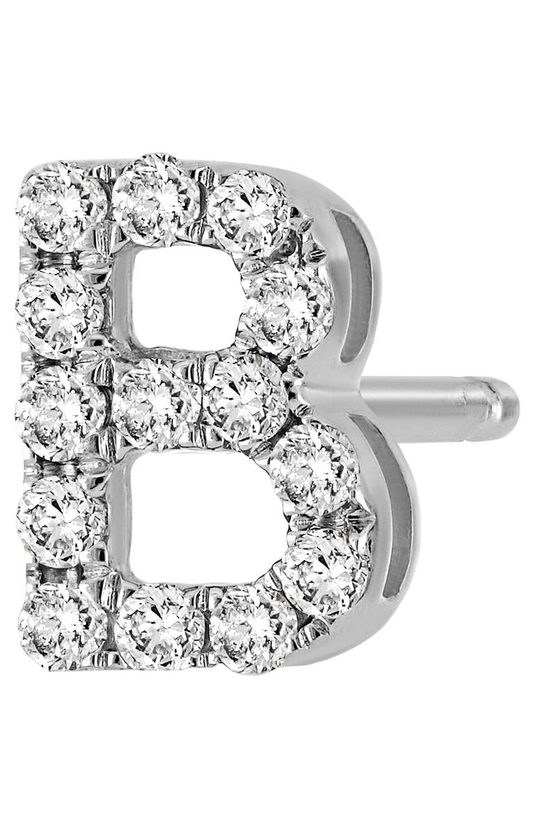 Bony Levy Single Initial Earring, Alternate, color, White Gold/ B
