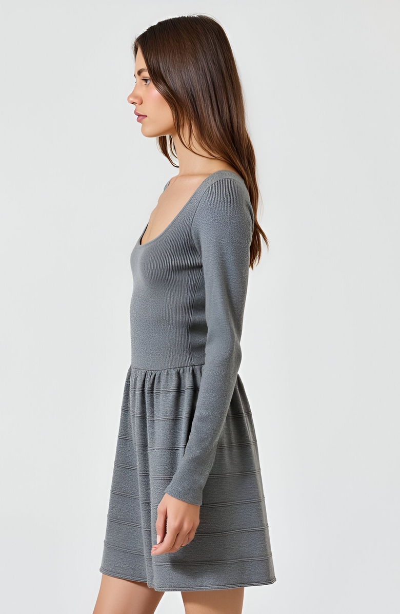 Modenaire Flared Sweater Mini Dress with Square Neckline, Alternate, color, 