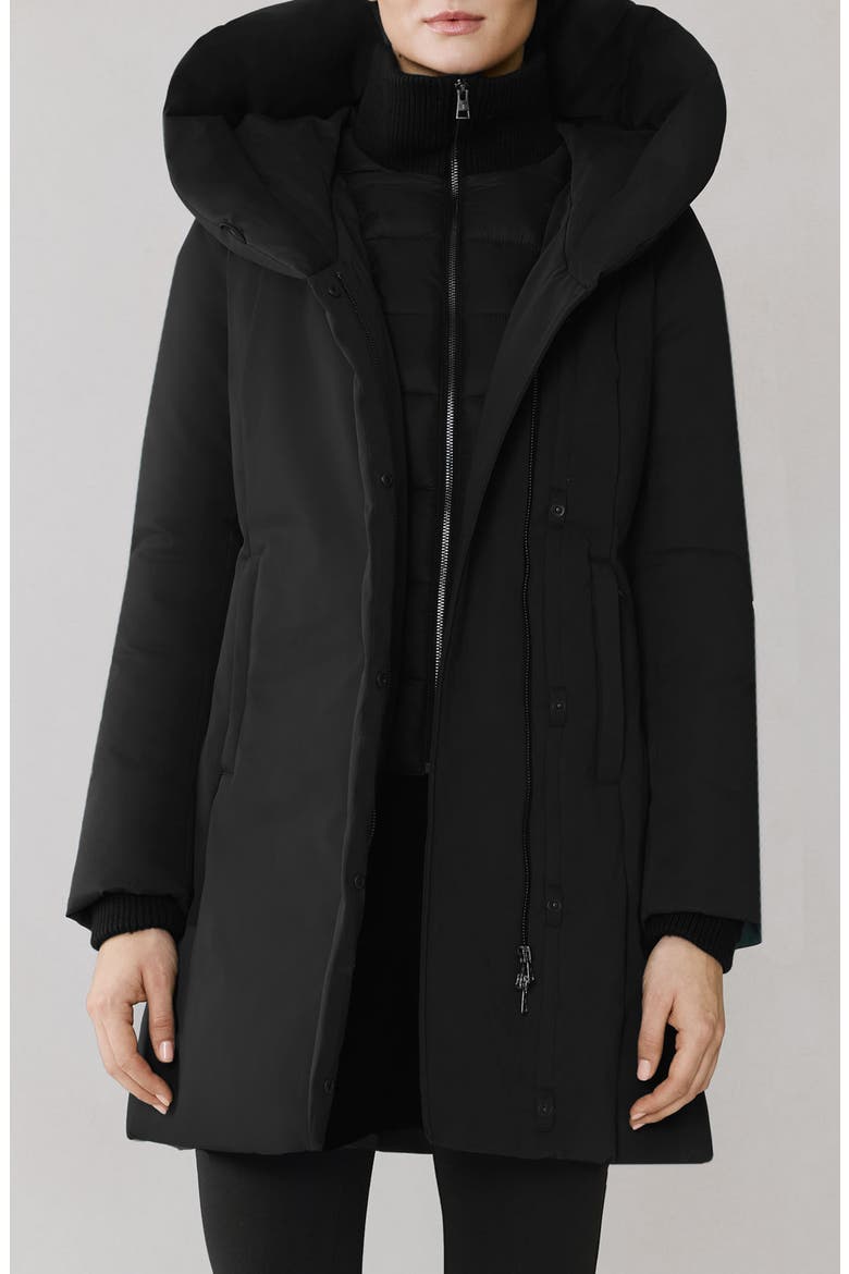 Camelia Water Repellent 700 Fill Power Down Coat, Main, color, BLACK