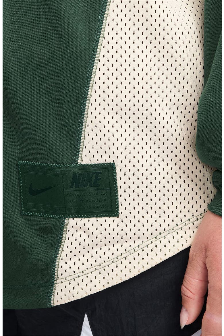 Sportswear Oversize Long Sleeve Jersey Button-Up Shirt, Alternate, color, 324 FIR/CHALK