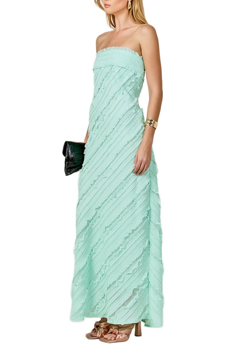 Ruffle Strapless Maxi Dress, Alternate, color, MINT