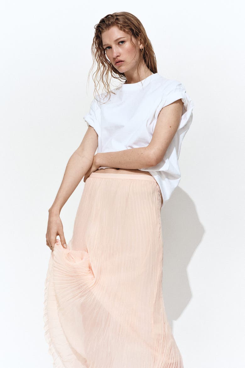 Plissé Handkerchief Skirt, Alternate, color, Light pink