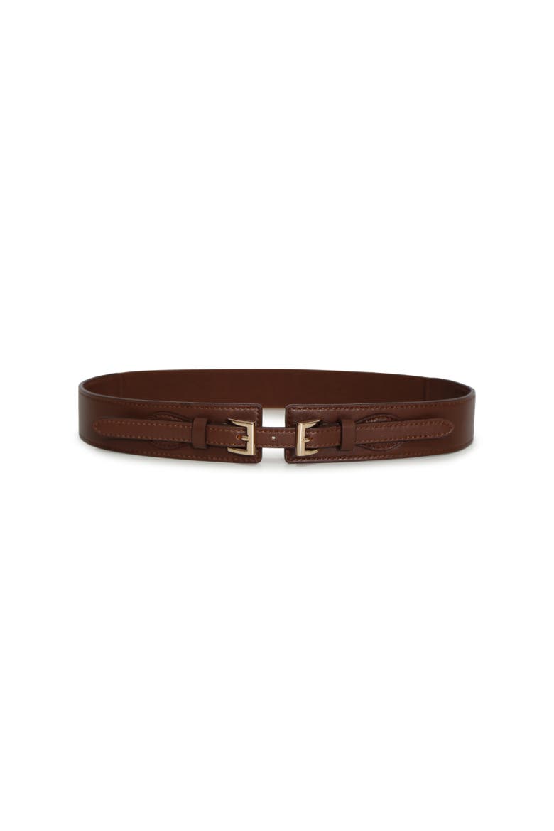 London Fog Leather Waist Belt, Main, color, Dark Brown