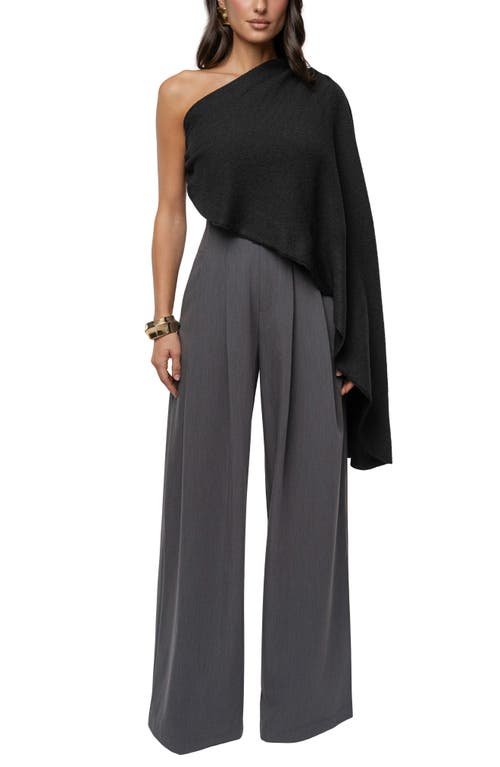 Jluxlabel Capsule One-shoulder Crop Sweater In Black