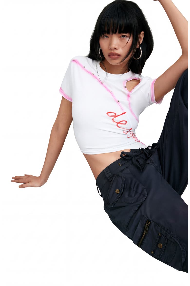 Cutout Logo Graphic T-Shirt, Alternate, color, WHITE