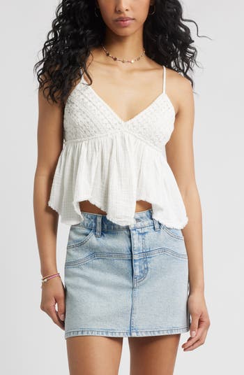 Lace & Cotton Gauze Babydoll Camisole