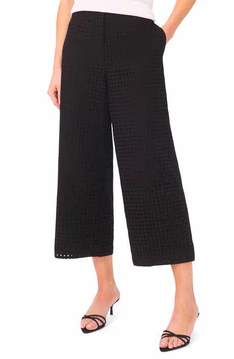 Eyelet Crop Straight Leg Pants
