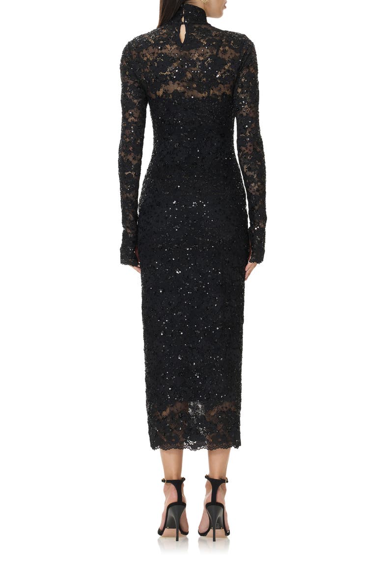 Shailene Lace Long Sleeve Midi Dress, Alternate, color, NOIR