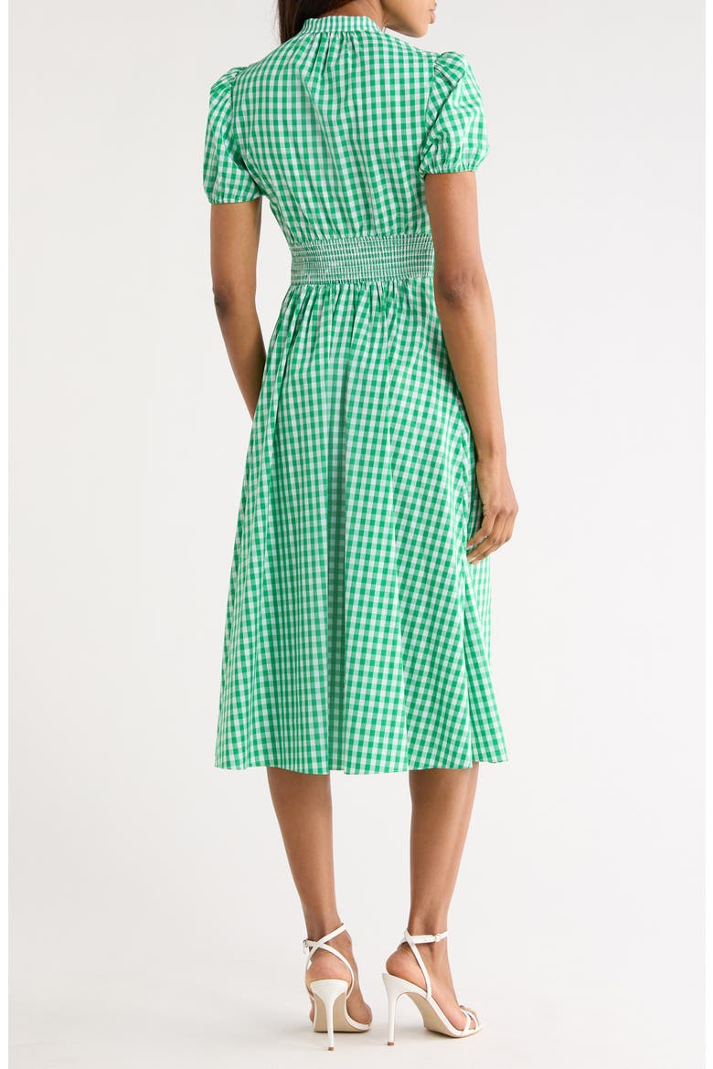 Erica Puff Sleeve Gingham Sundress, Alternate, color, INDIAN GREEN/ WHITE