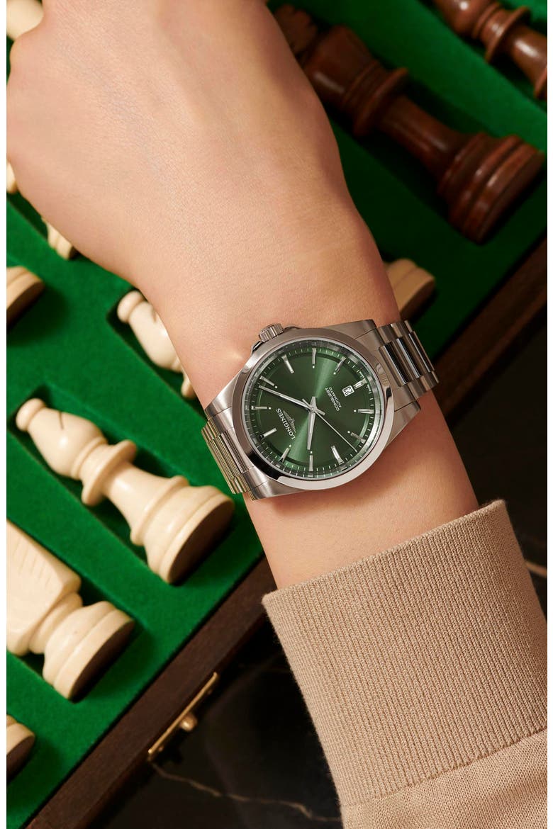 Conquest Automatic Bracelet Watch, 41mm, Alternate, color, GREEN