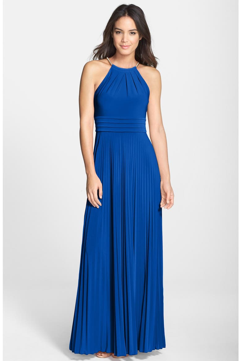Pleated Jersey Maxi Dress, Main, color, COBALT
