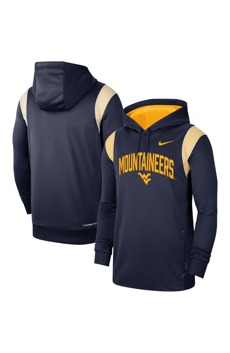 Nike Men's Nike Navy West Virginia Mountaineers 2022 Game Day Sideline Performance Pullover Hoodie, Main, color, 