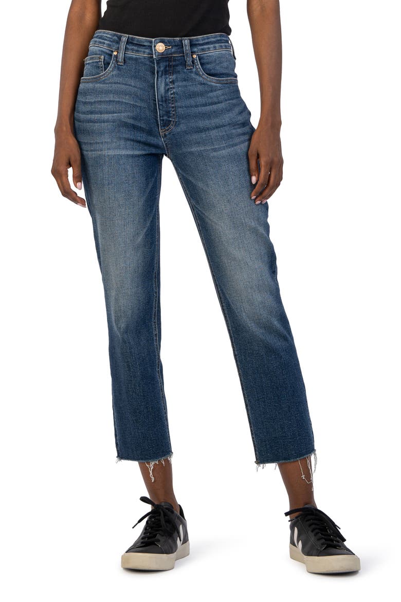 Rachael Fab Ab High Waist Raw Hem Crop Mom Jeans, Main, color, EXPLORE