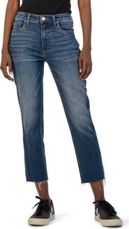 KUT from the Kloth Rachael Fab Ab High Waist Raw Hem Crop Mom Jeans
