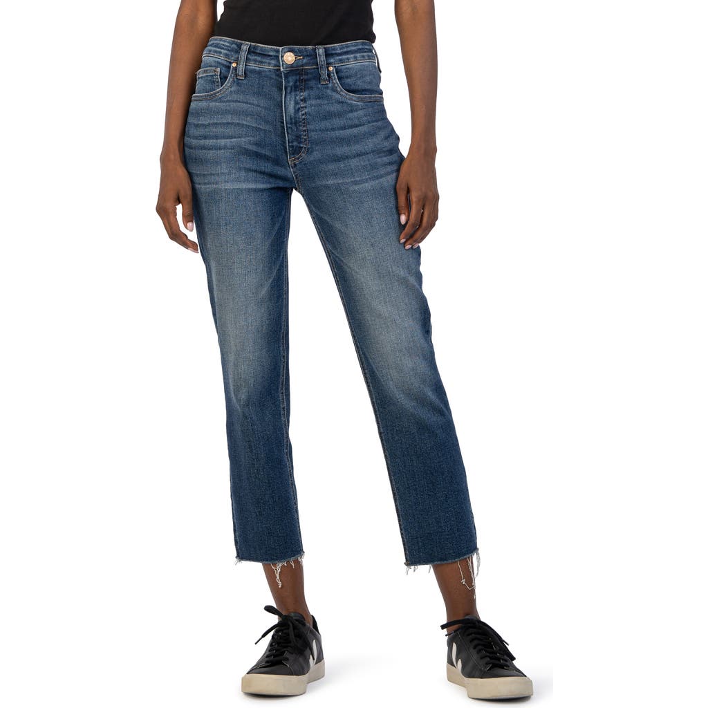 Kut From The Kloth Rachael Fab Ab High Waist Raw Hem Crop Mom Jeans In Explore