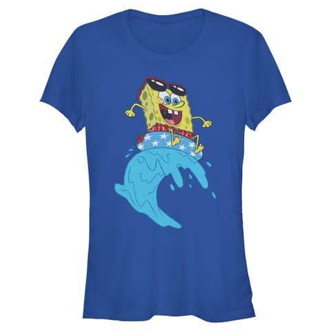 Juniors SpongeBob SquarePants Cool Surfing Waves T Shirt