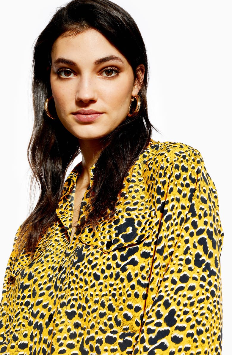 Topshop Leopard Print Shirt, Alternate, color, 