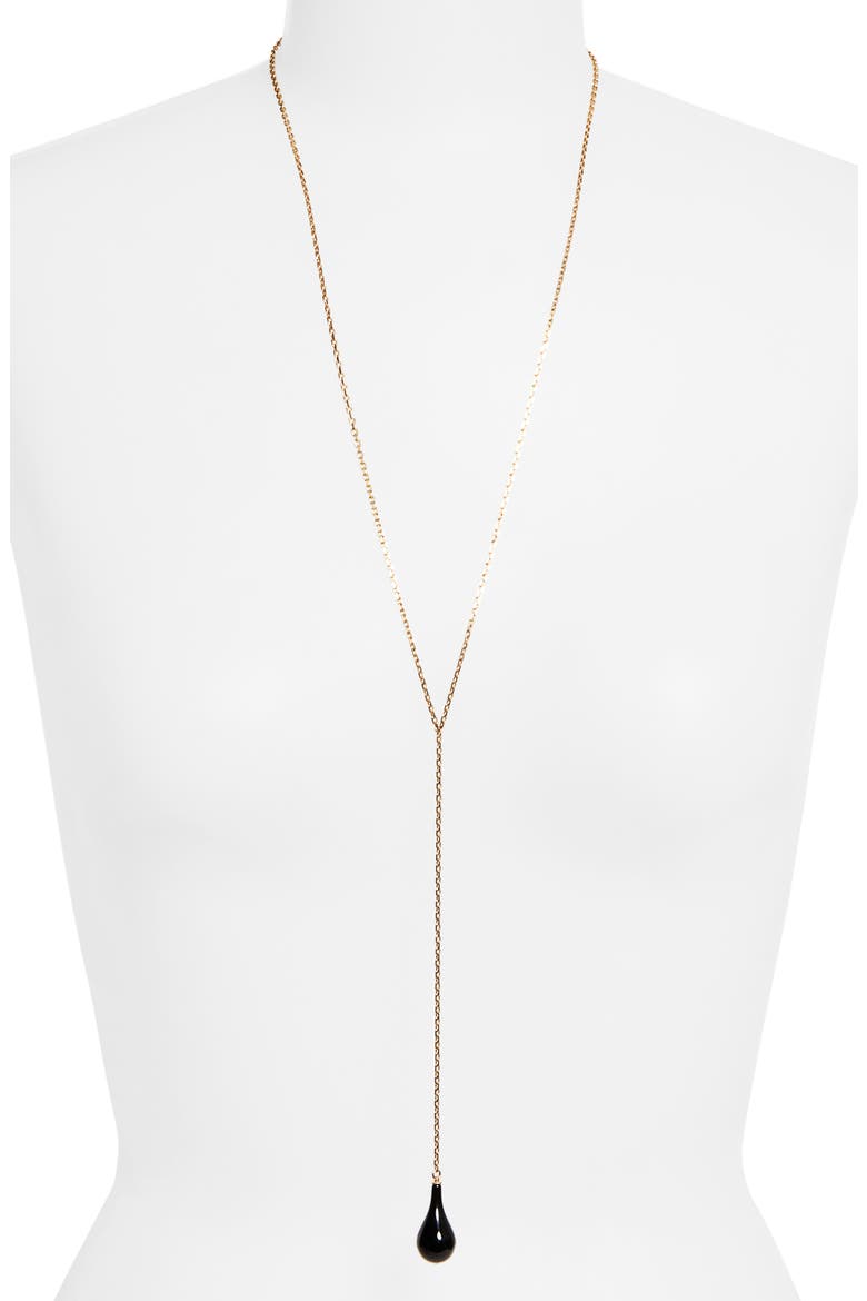 Onyx Drop Y-Necklace, Alternate, color, BLACK/ GOLD