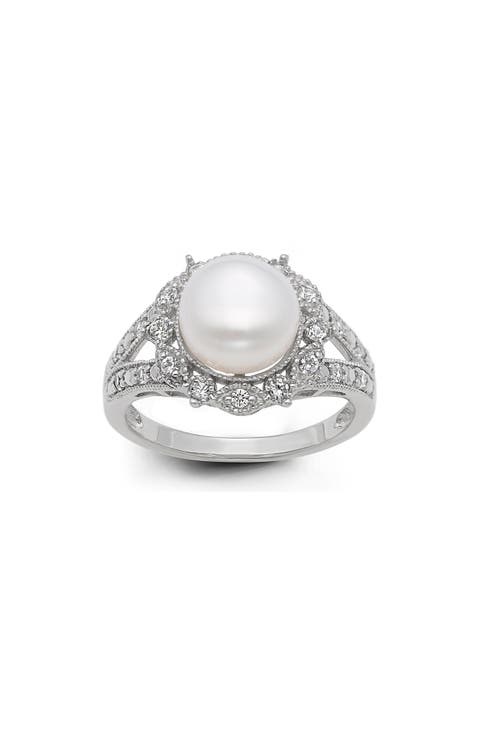 CZ & Freshwater Pearl Ring